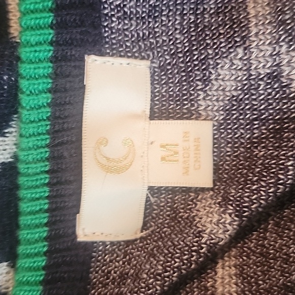 C by Bloomingdale's Open Cardigan Blue w Green Trim. Size M, EUC - Picture 5 of 8